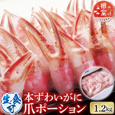 生食用本ズワイガニ爪ポーション1.2kg B-28086