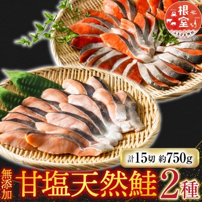 無添加甘塩天然鮭2種セット(計15切、約750g) G-28039