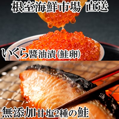 ＜12/10まで年内配送＞紅鮭10切、秋鮭5切、いくら醤油漬け(鮭卵)70g×2P A-28088