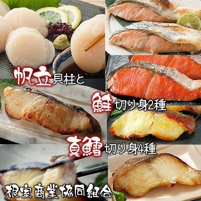ほたて貝柱・鮭切り身2種・まだら切り身4種セット B-18018