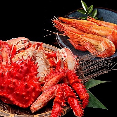 【北海道根室産】北海しまえび300g×1P・花咲がに650g前後×1尾 B-48022