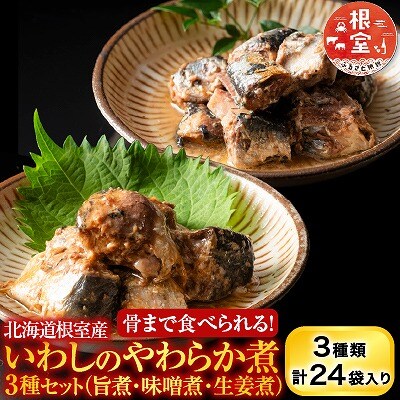【北海道根室産】骨まで食べられる!いわしのやわらか煮3種セット A-09031