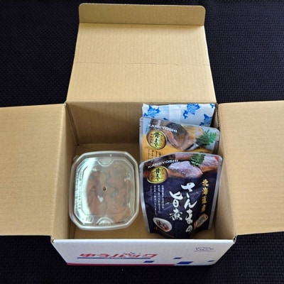 エゾバフンウニ塩水パック約60～70g・さんま旨煮・さば味噌煮[10月中旬以降発送] A-40021
