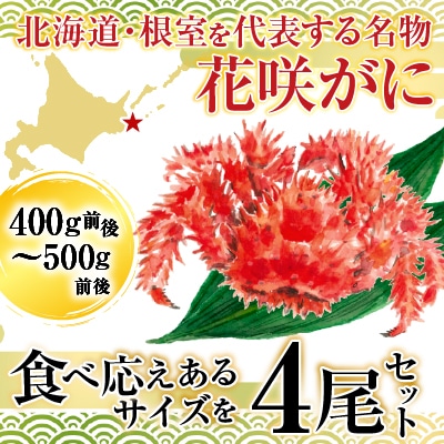 【北海道根室産】花咲かに400g前後～500g前後×4尾 B-36015