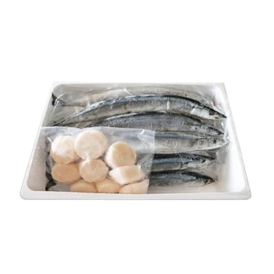 冷凍生さんま5尾×5P、ほたて貝柱200g×2P C-70038