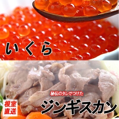 いくら醤油漬け100g×1P、味付けジンギスカン1.6kg(800g×2P)セット C-70058