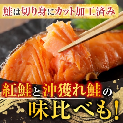 甘塩紅鮭5切×10P、甘塩沖獲れ鮭5切×10P、いくら醤油漬け100g×5P E-70002
