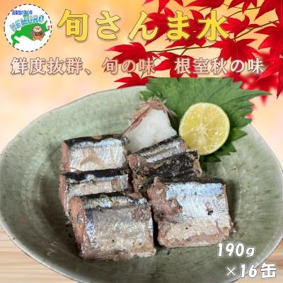 【北海道根室産】旬さんま水煮190g×16缶 F-78014