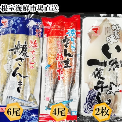 【北海道根室産】根室海鮮市場＜直送＞いか一夜干し2枚・さんま明太4尾・糠さんま6尾 A-28260