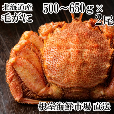 根室海鮮市場<直送>ボイル毛がに500～600g×2尾(若上蟹) C-28062