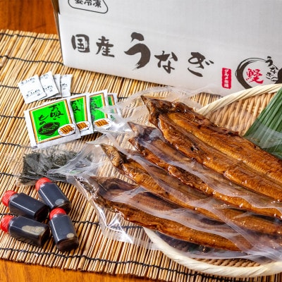 国産うなぎ 関西風蒲焼 大サイズ4枚(合計約600g)薬味付【和歌山グルメ市場】
