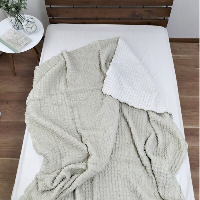 【シングルサイズ】シルク使いの　ふわふわ ブランケット　ベージュ　19016　BE