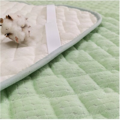 【ダブル】ふわふわコットンマイヤー敷パッド　140×205cm　グリーン　PM-14W-GR