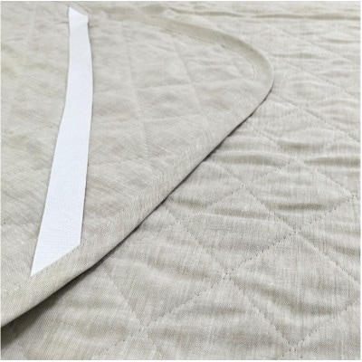 【クィーン】洗えるフレンチリネン100%敷パッド(160×205cm)ベージュ  FLP-Q-BE