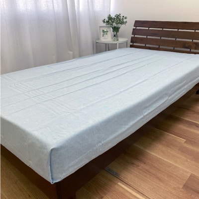 S】150×250cm 洗えるフレンチリネン100%大判フラットシーツ ブルー FL