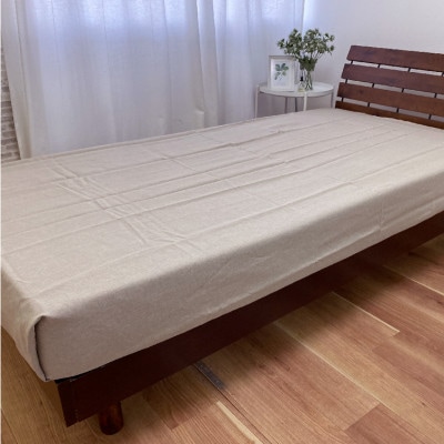 【S】150×250cm　洗えるフレンチリネン100%大判フラットシーツ　キナリ FL-FS-KI