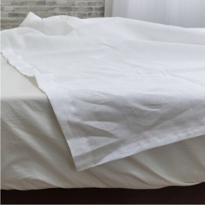 【S】150×250cm　洗えるフレンチリネン100%大判フラットシーツ　ホワイト FL-FS-WH