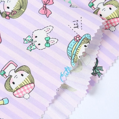 CBポプリン 綿100%生地　子供柄(虹・女の子・うさぎ)おしゃれでかわいいハンドメイド