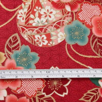 スケアー 綿100%生地 開花シリーズ(扇模様、菊、鞠)おしゃれでかわいいハンドメイド