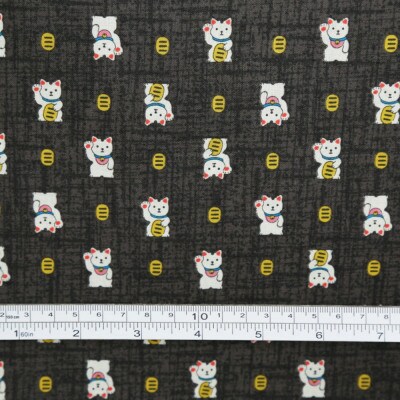 スケアー 綿100%生地 和柄(招き猫、小判)おしゃれでかわいいハンドメイド