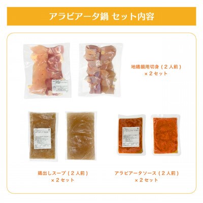【地鶏鍋×イタリアン】地鶏のアラビアータ鍋セット B (2人前×2)