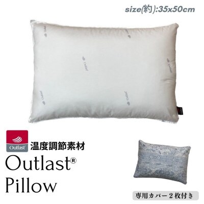 《アウトラスト 枕 カバー2枚付 35x50cm リーブ ブルー》OLSリーブBL