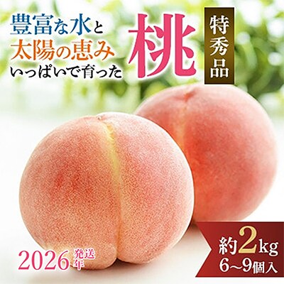 先行受付!　桃　(特秀品)　約2kg　6～9個入　