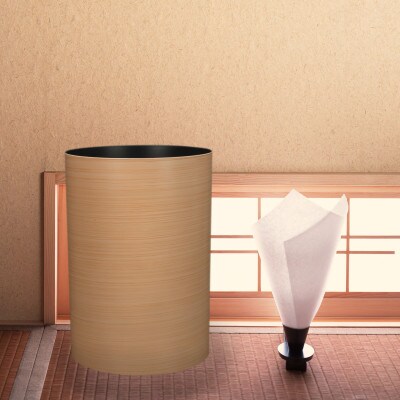木目塗り ダストボックス ひのき杢 ナチュラル S 3.4L 2個セット おしゃれな木目調ごみ箱