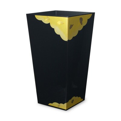 蒔絵調 ダストBOX L角 9.5L 金雲 ブラック 和室に日本の美を添えるくず入れ