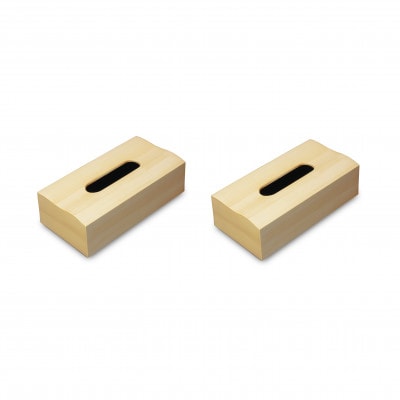 木目塗り ティッシュBOX イエローメープル 2個組 1つ1つ刷毛で描いた木目柄のティッシュケース
