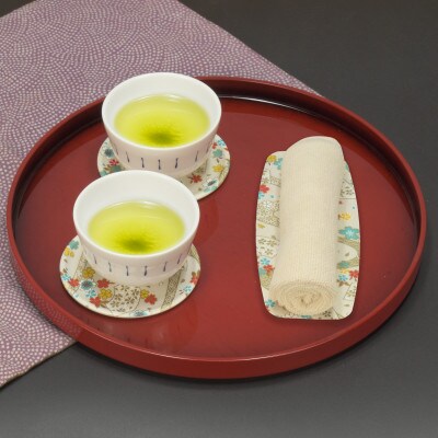 友禅和紙 コースター 桜扇 金流水 5枚セット 食洗機対応のおしゃれな和風コースター