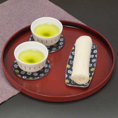 友禅和紙 おしぼり トレー 小花 小紋 5枚セット 食洗機対応の和風おしぼりトレー