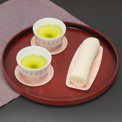 友禅和紙 おしぼり トレー 桜 流水紋 5枚セット 食洗機対応の和風おしぼりトレー