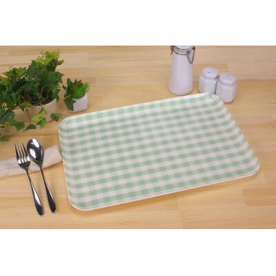 STトレー L 39cm ミルキー チェック グリーン 2枚セット 食洗機対応のトレー