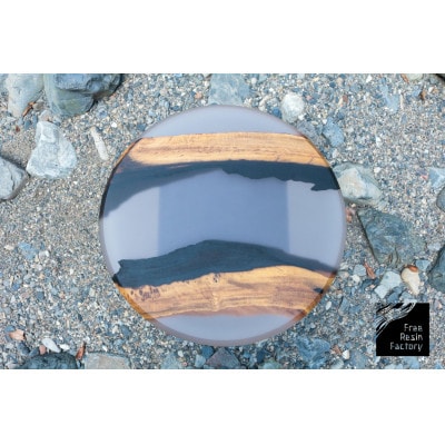 サイドテーブル(ウッドレジン)黒柿クリア