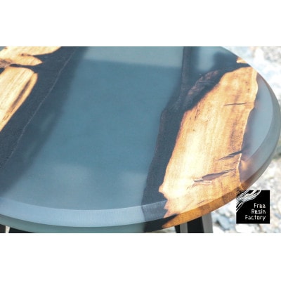 サイドテーブル(ウッドレジン)黒柿クリアブラック