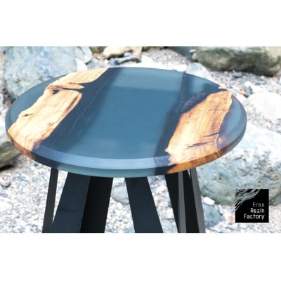 サイドテーブル(ウッドレジン)黒柿クリアブラック