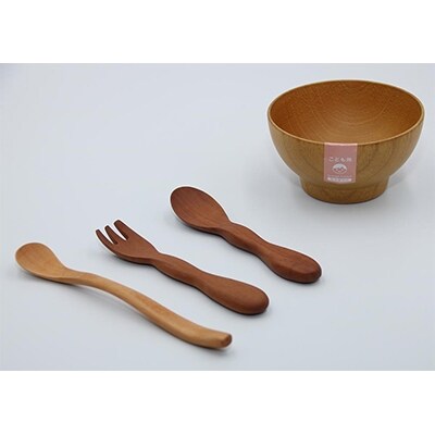 ベビー椀NA&カトラリーセット(フィーディングスプーンマッシュ・モコモコスプーン・モコモコフォーク)