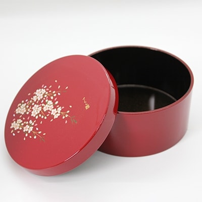紀州漆器　ボンボニエール　朱　桜さくら