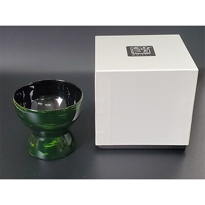 日展作家　紀州漆器伝統工芸士　林克彦作 黒江のひょうたん盃　緑