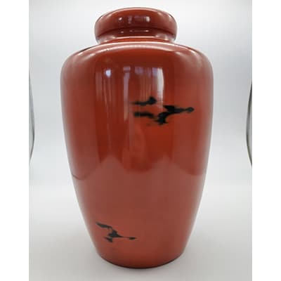 爆買いしたくなる 紀州漆器 6寸壺台付(木箱 木製根来塗花瓶 谷岡敏史作 伝統工芸士 工芸品