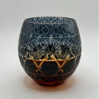 琥珀塗り切子(031)ダークブルー