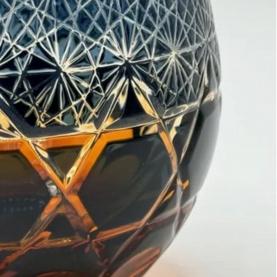琥珀塗り切子(031)ダークブルー