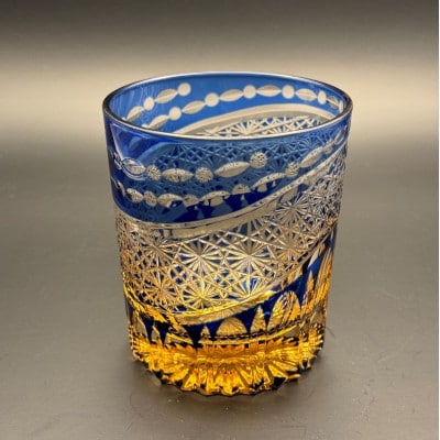 切子グラス(漆技)オールドブルー