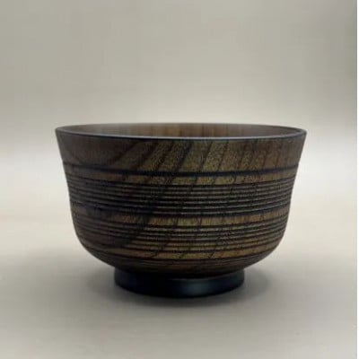 線面汁椀　黒漆