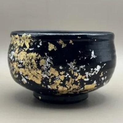 抹茶碗 漆黒(金箔)