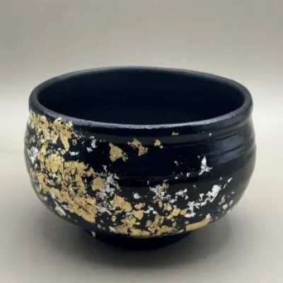 抹茶碗 漆黒(金箔)
