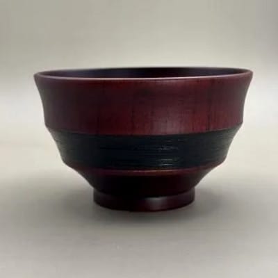 筋刷毛目椀　朱漆