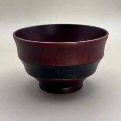 筋刷毛目椀　朱漆