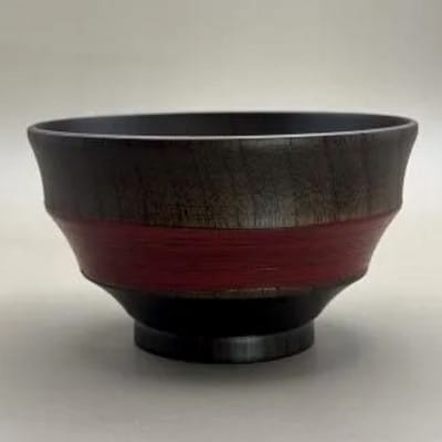 筋刷毛目椀　黒漆